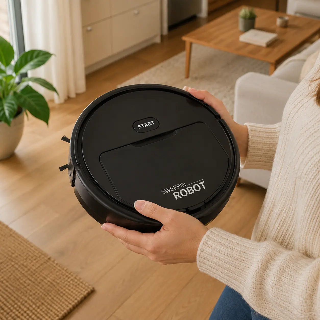 DustaPro robot vacuum in matte black